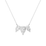 3CTW Pear Shaped Lab Grown Diamond (F/VS) Three Stone Necklace in 14K Gold