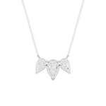 3CTW Pear Shaped Lab Grown Diamond (F/VS) Three Stone Necklace in 14K Gold