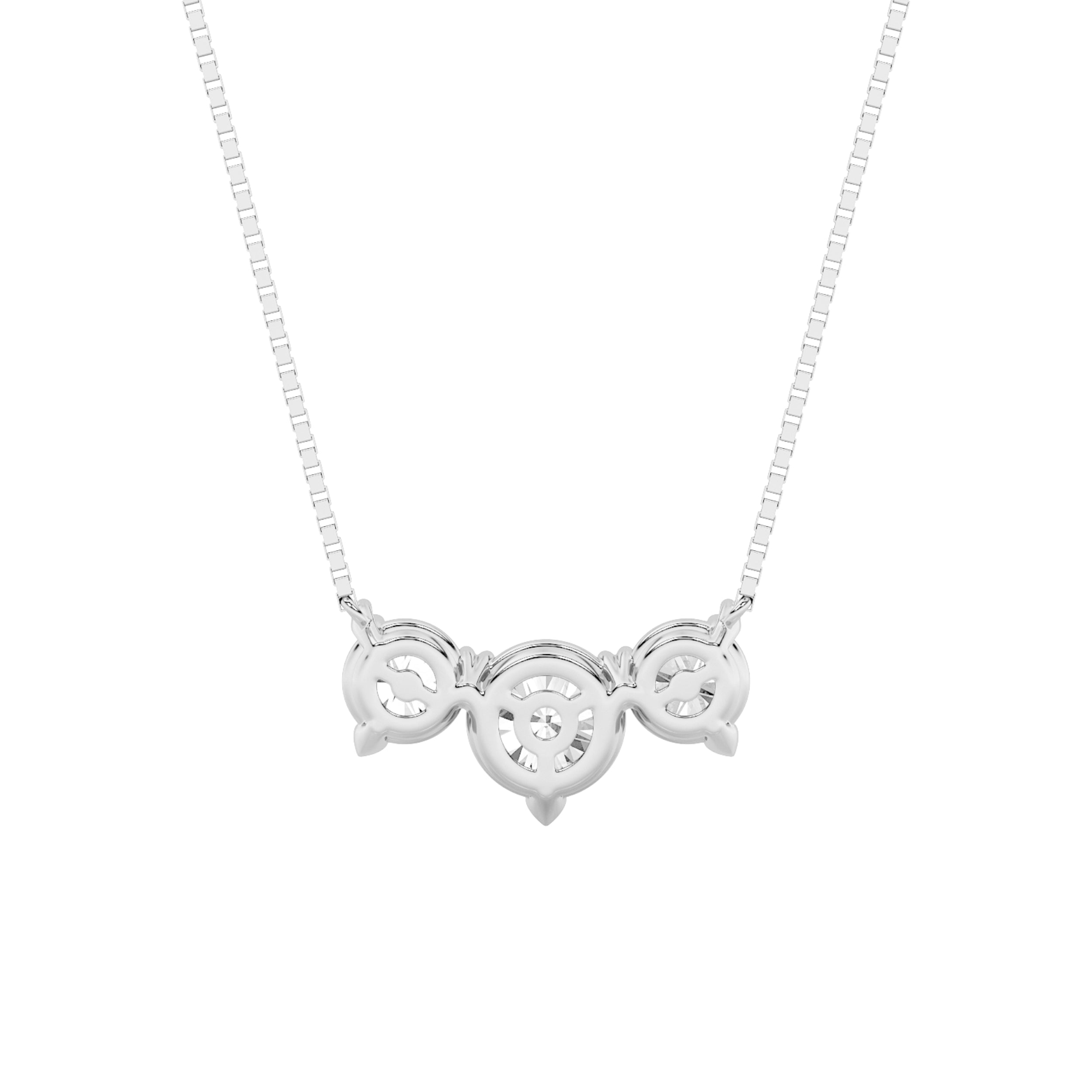 2CTW Round Shaped Lab Grown Diamond (F/VS) Three Stone Necklace in 14K Gold