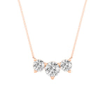 2CTW Round Shaped Lab Grown Diamond (F/VS) Three Stone Necklace in 14K Gold