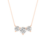 2CTW Round Shaped Lab Grown Diamond (F/VS) Three Stone Necklace in 14K Gold