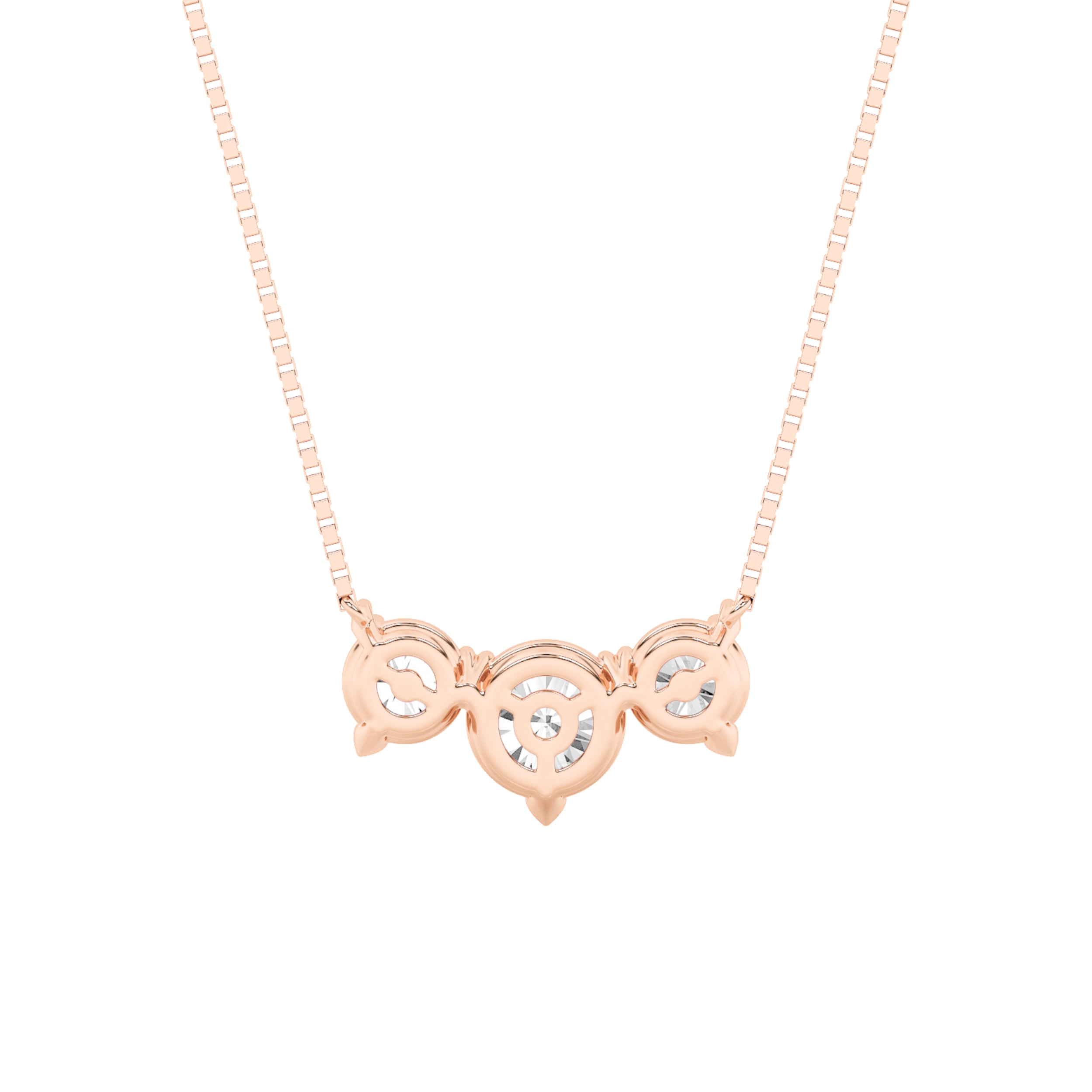 2CTW Round Shaped Lab Grown Diamond (F/VS) Three Stone Necklace in 14K Gold
