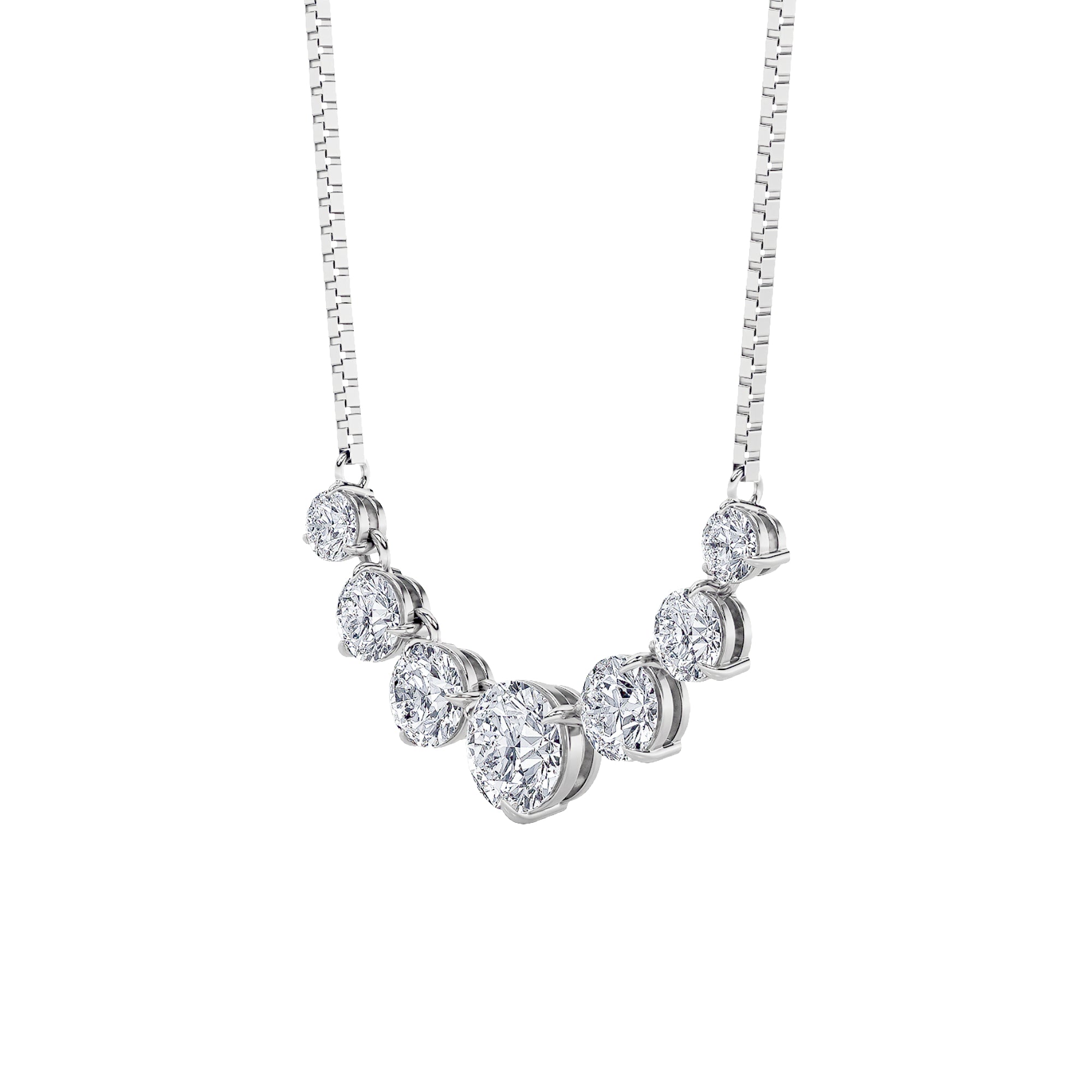 4.5CTW Round Shaped Lab Grown Diamond (F/VS) Seven Stone Necklace in 14K Gold