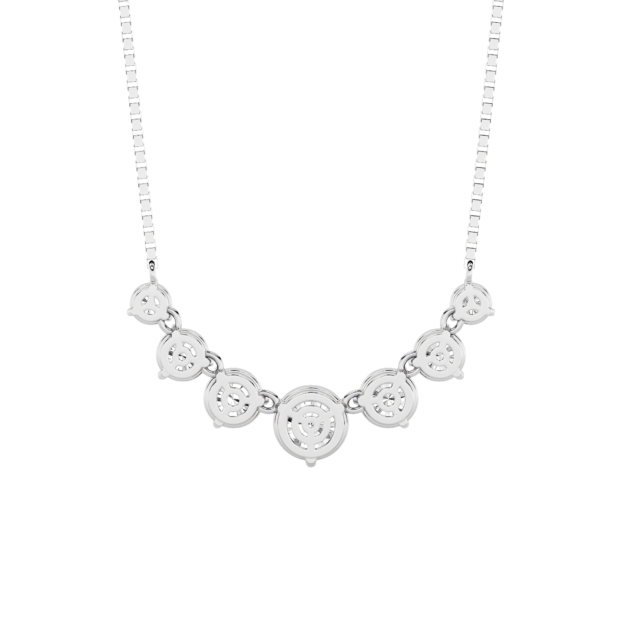 4.5CTW Round Shaped Lab Grown Diamond (F/VS) Seven Stone Necklace in 14K Gold