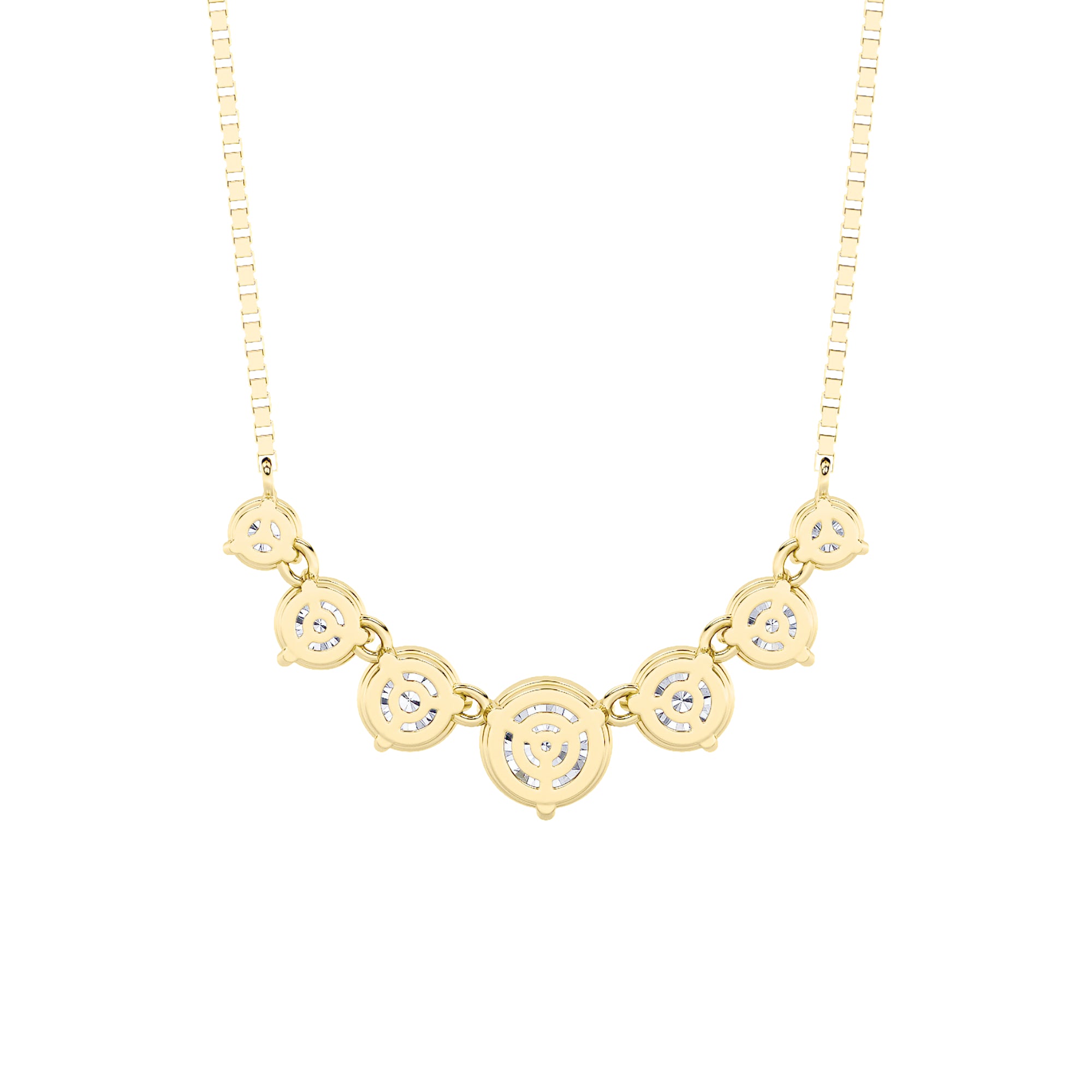 4.5CTW Round Shaped Lab Grown Diamond (F/VS) Seven Stone Necklace in 14K Gold