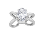 2CTW Oval Shaped Lab Grown Diamond (F/VS) Criss Cross Fancy Solitaire Ring in 14K Gold