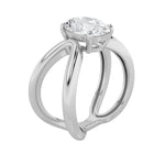 2CTW Oval Shaped Lab Grown Diamond (F/VS) Criss Cross Fancy Solitaire Ring in 14K Gold