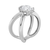 2CTW Oval Shaped Lab Grown Diamond (F/VS) Criss Cross Fancy Solitaire Ring in 14K Gold
