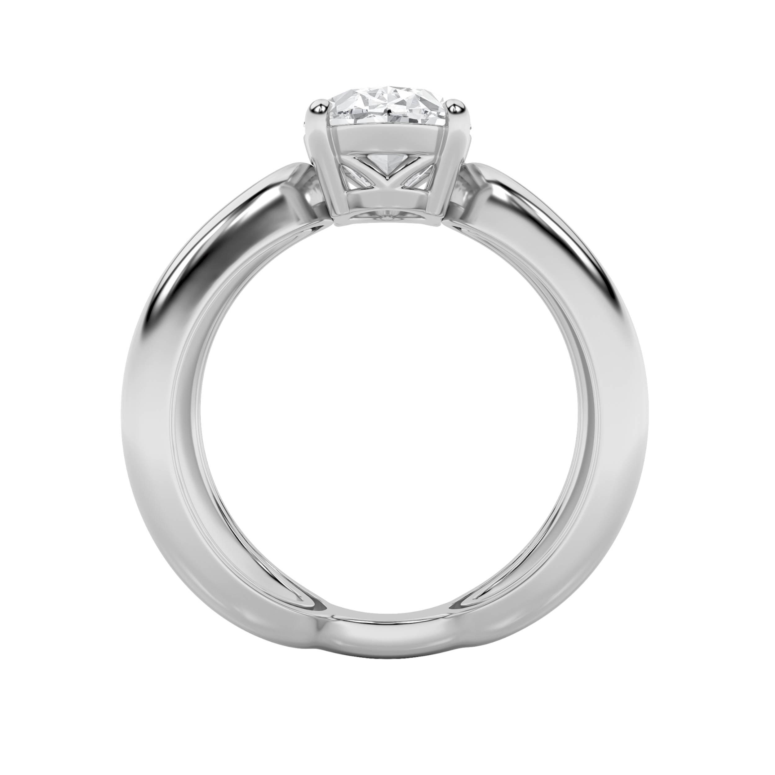 2CTW Oval Shaped Lab Grown Diamond (F/VS) Criss Cross Fancy Solitaire Ring in 14K Gold