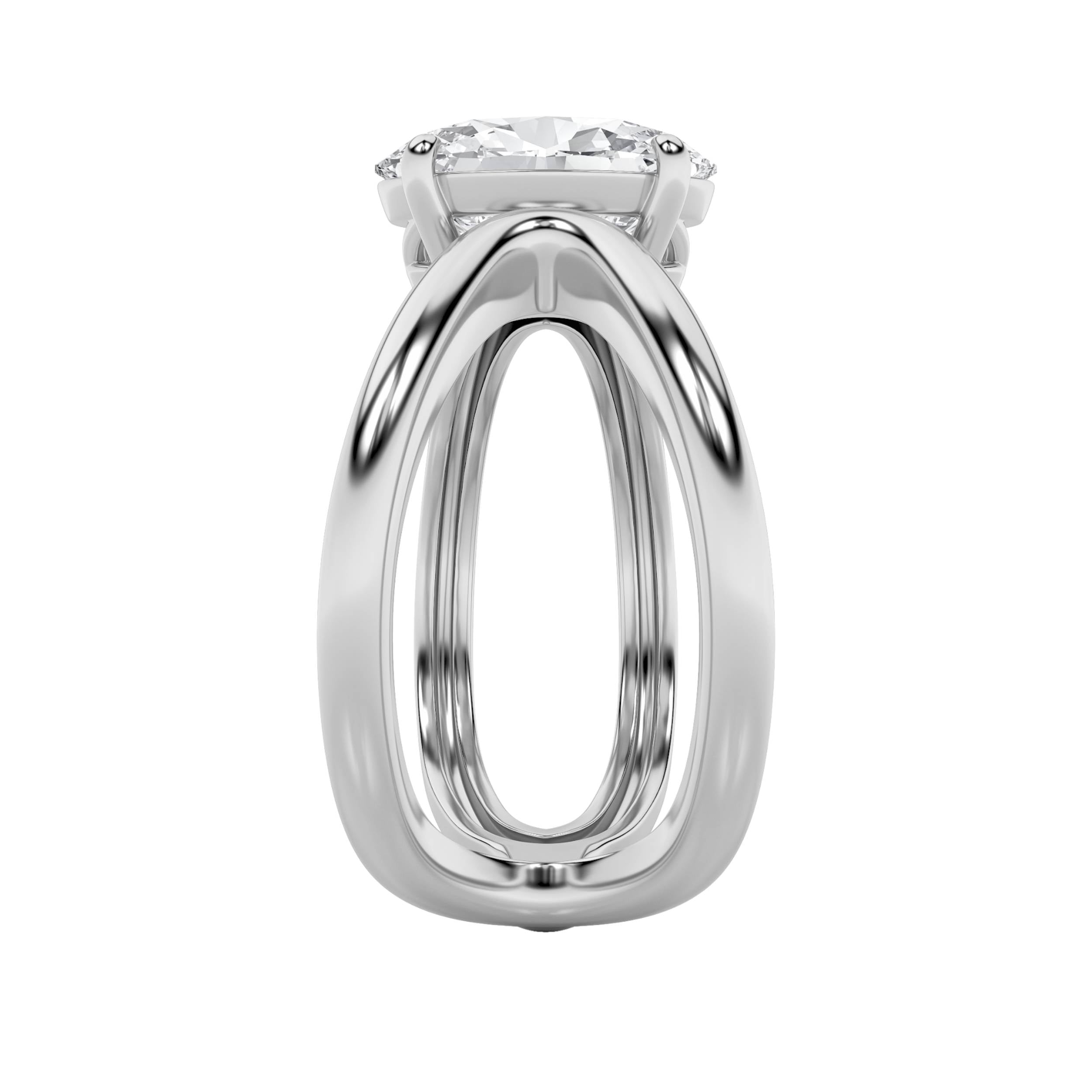2CTW Oval Shaped Lab Grown Diamond (F/VS) Criss Cross Fancy Solitaire Ring in 14K Gold