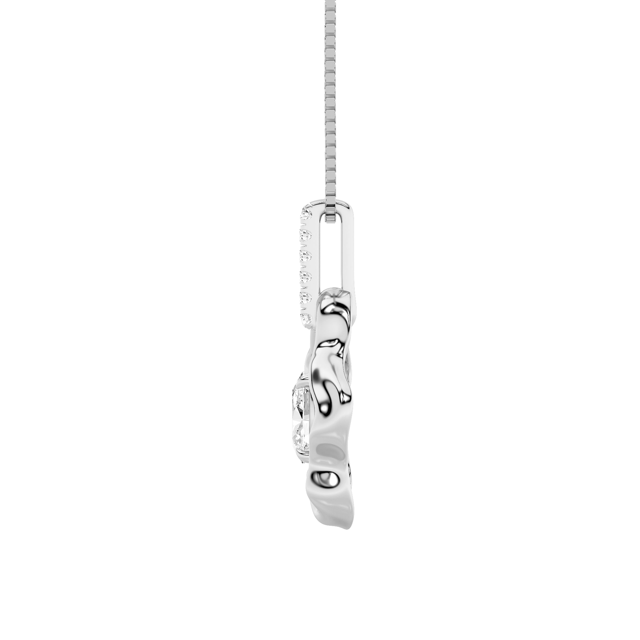 1CTW Oval Shaped Lab Grown Diamond (F/VS) Organic Design Solitaire Pendant in 14K Gold