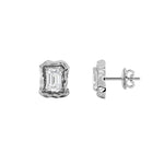 1.5CTW Emerald Shaped Lab Grown Diamond (F/VS) Organic Design Stud Earrings in 14K Gold