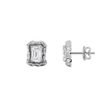 1.5CTW Emerald Shaped Lab Grown Diamond (F/VS) Organic Design Stud Earrings in 14K Gold