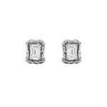 1.5CTW Emerald Shaped Lab Grown Diamond (F/VS) Organic Design Stud Earrings in 14K Gold