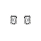 1.5CTW Emerald Shaped Lab Grown Diamond (F/VS) Organic Design Stud Earrings in 14K Gold