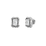 1.5CTW Emerald Shaped Lab Grown Diamond (F/VS) Organic Design Stud Earrings in 14K Gold