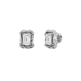 1.5CTW Emerald Shaped Lab Grown Diamond (F/VS) Organic Design Stud Earrings in 14K Gold