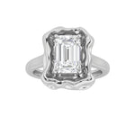 1.5CTW Emerald Shaped Lab Grown Diamond (F/VS) Organic Design Solitaire Ring in 14K Gold