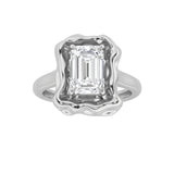1.5CTW Emerald Shaped Lab Grown Diamond (F/VS) Organic Design Solitaire Ring in 14K Gold