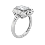 1.5CTW Emerald Shaped Lab Grown Diamond (F/VS) Organic Design Solitaire Ring in 14K Gold