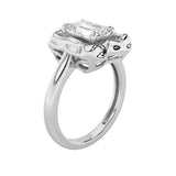 1.5CTW Emerald Shaped Lab Grown Diamond (F/VS) Organic Design Solitaire Ring in 14K Gold