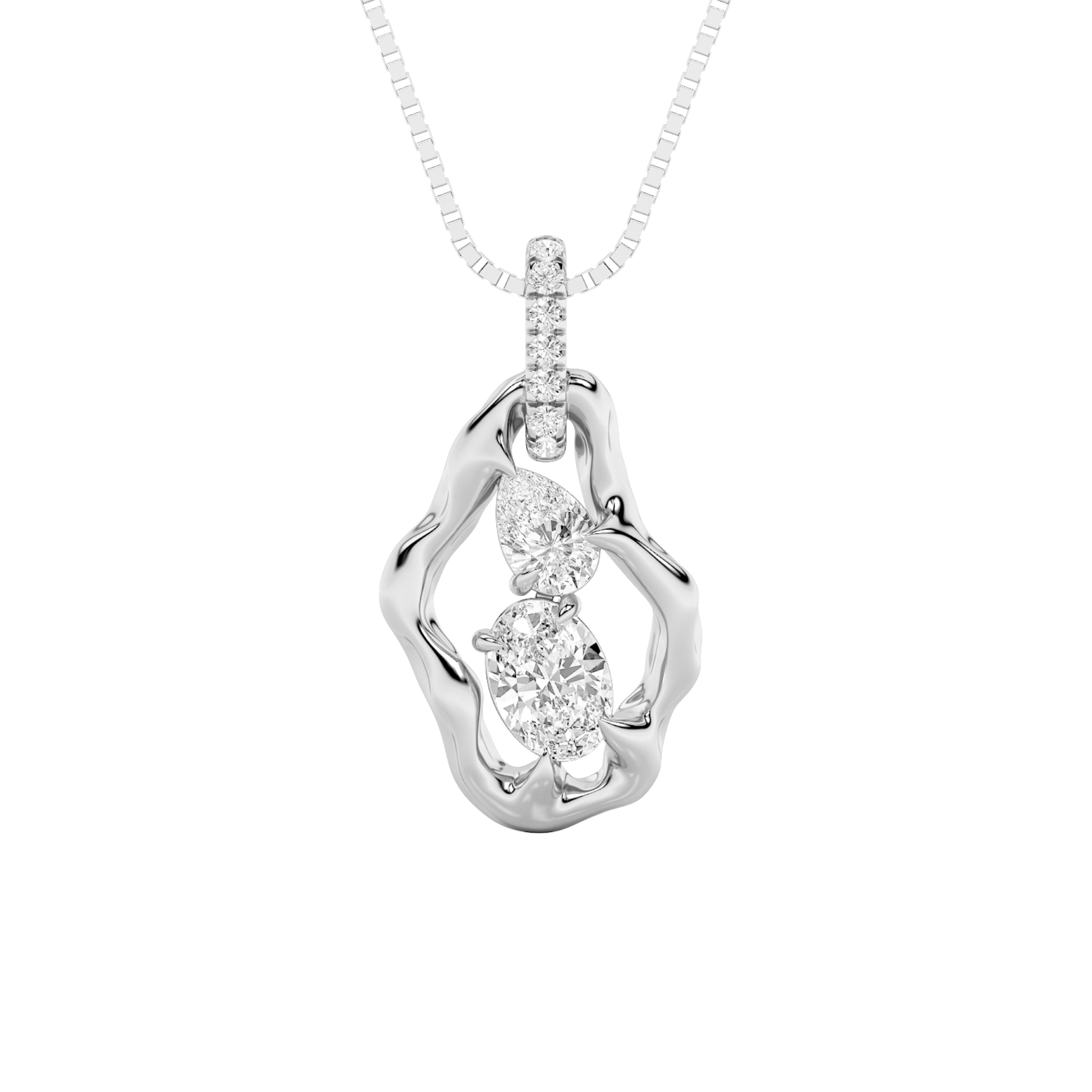 1CTW Oval Shaped Lab Grown Diamond (F/VS) Organic Design Solitaire Pendant in 14K Gold