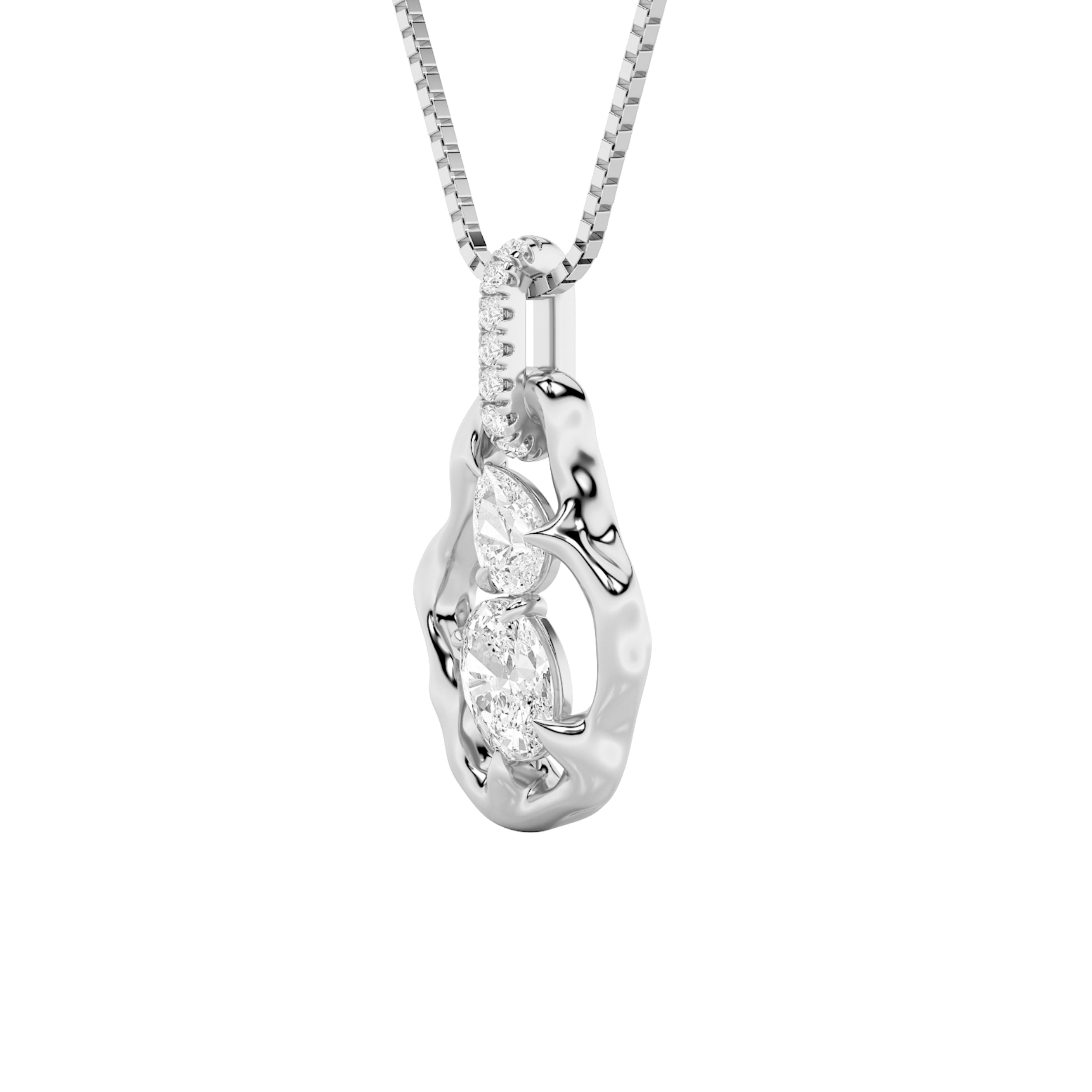 1CTW Oval Shaped Lab Grown Diamond (F/VS) Organic Design Solitaire Pendant in 14K Gold