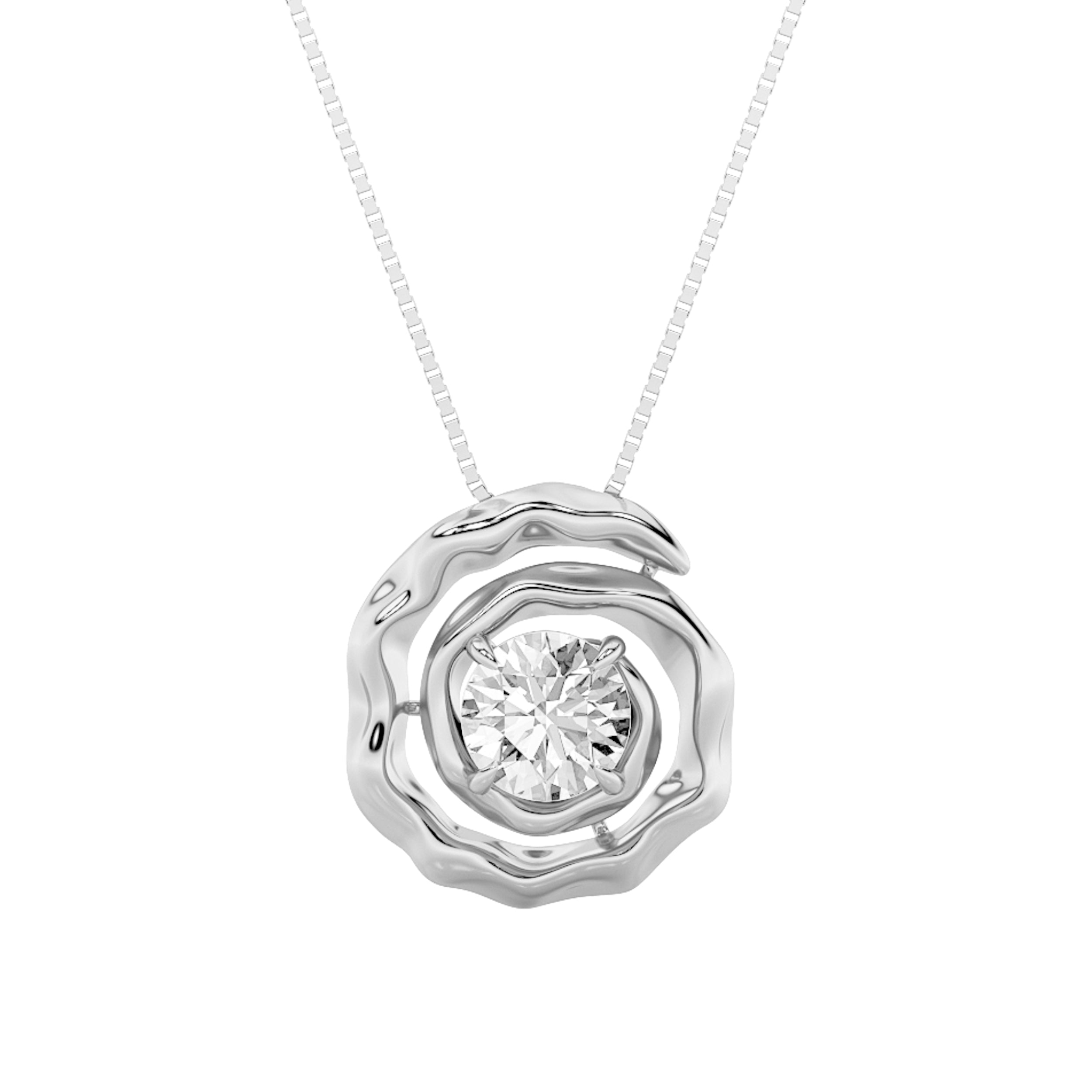 1CTW Round Shaped Lab Grown Diamond (F/VS) Organic Design Solitaire Pendant in 14K Gold