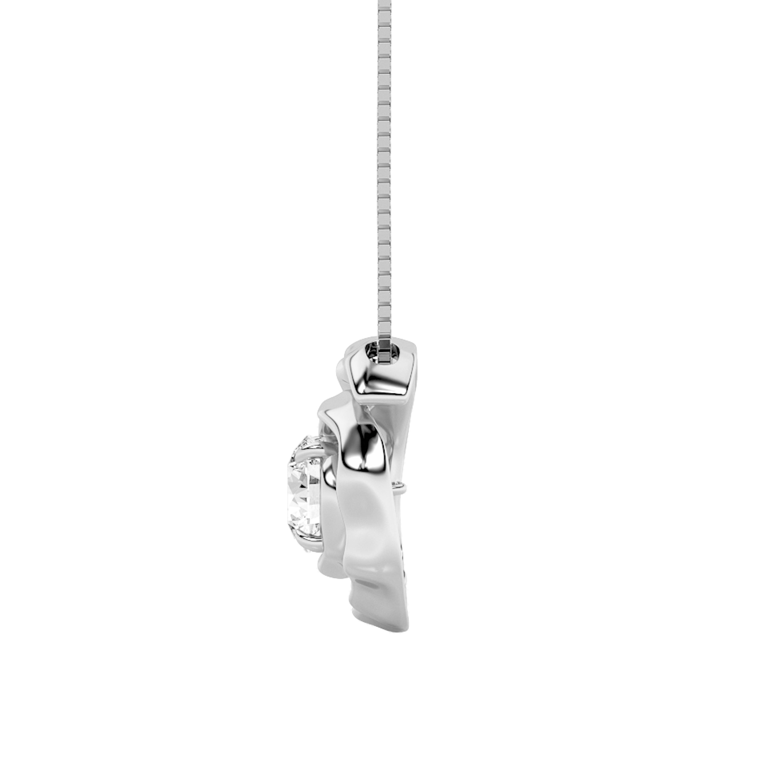 1CTW Round Shaped Lab Grown Diamond (F/VS) Organic Design Solitaire Pendant in 14K Gold