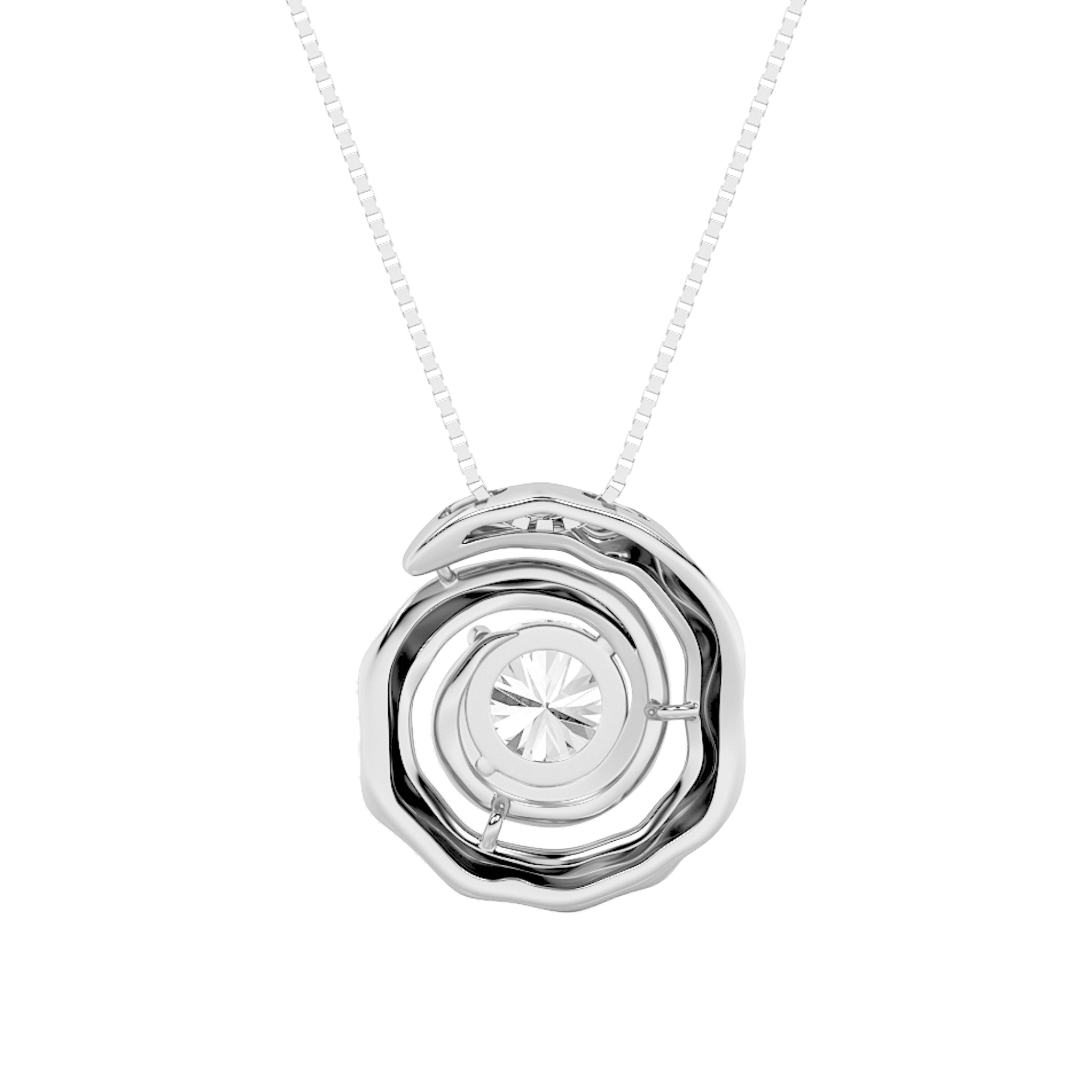 1CTW Round Shaped Lab Grown Diamond (F/VS) Organic Design Solitaire Pendant in 14K Gold