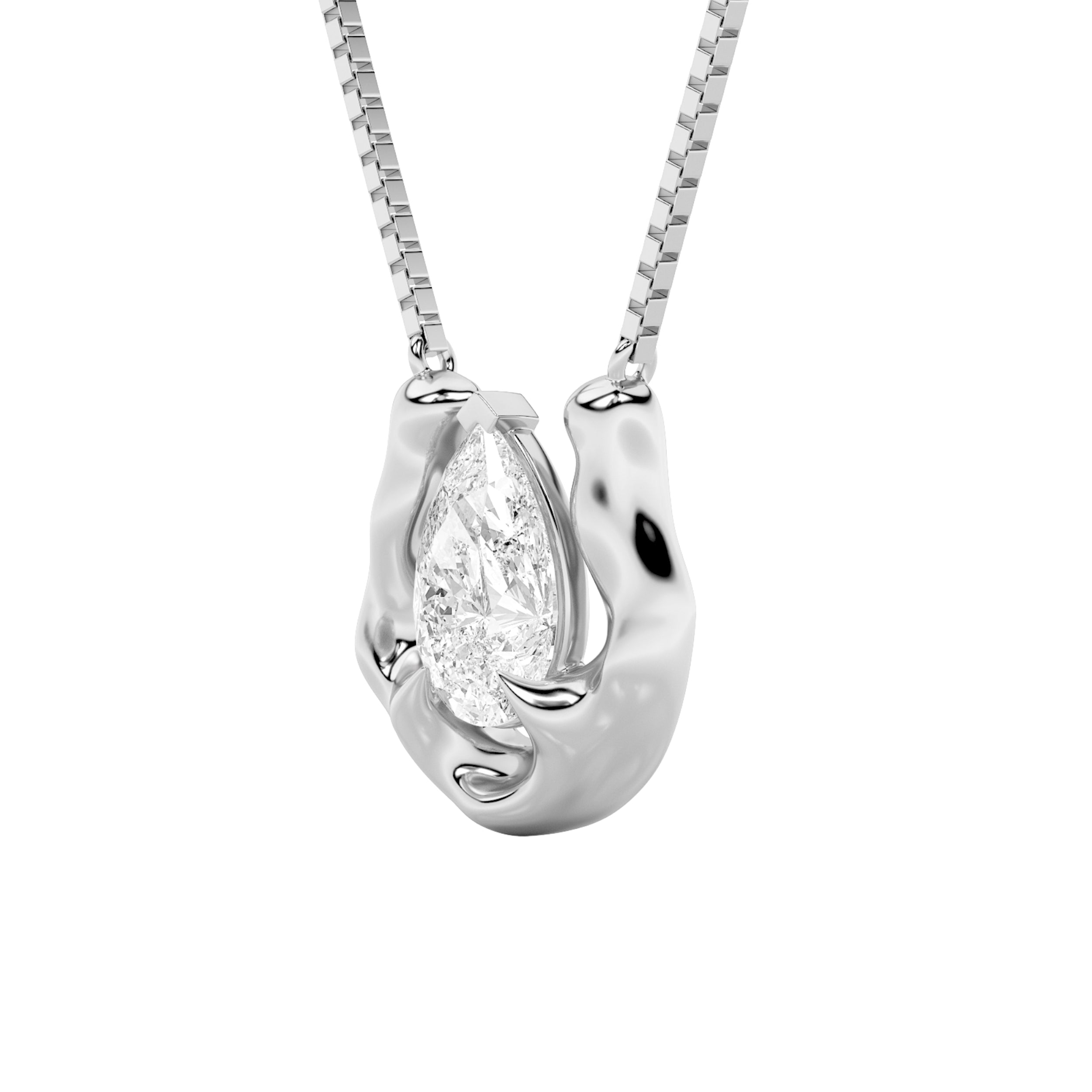 1CTW Pear Shaped Lab Grown Diamond (F/VS)  Necklace in 14K Gold
