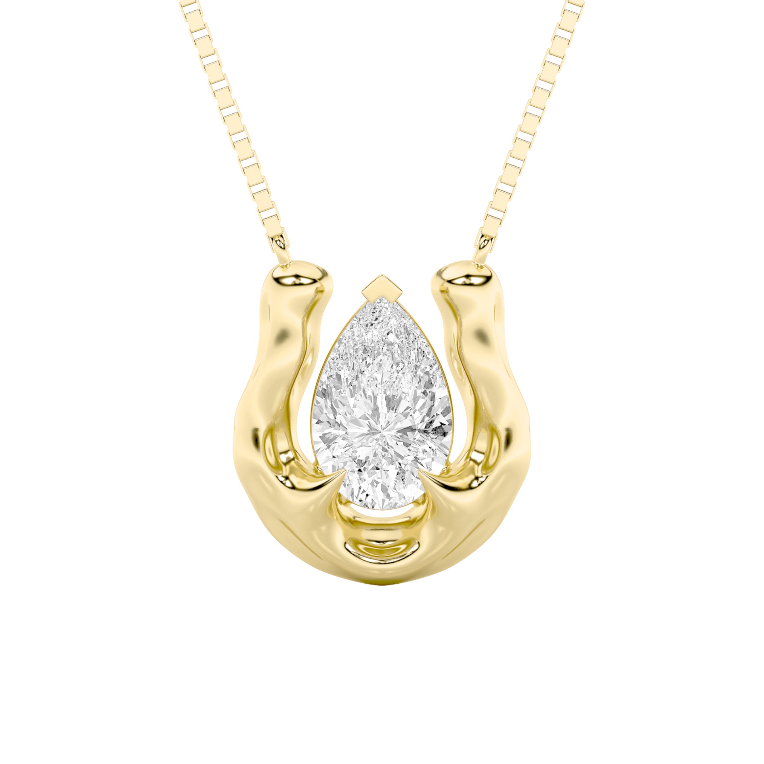 1CTW Pear Shaped Lab Grown Diamond (F/VS)  Necklace in 14K Gold