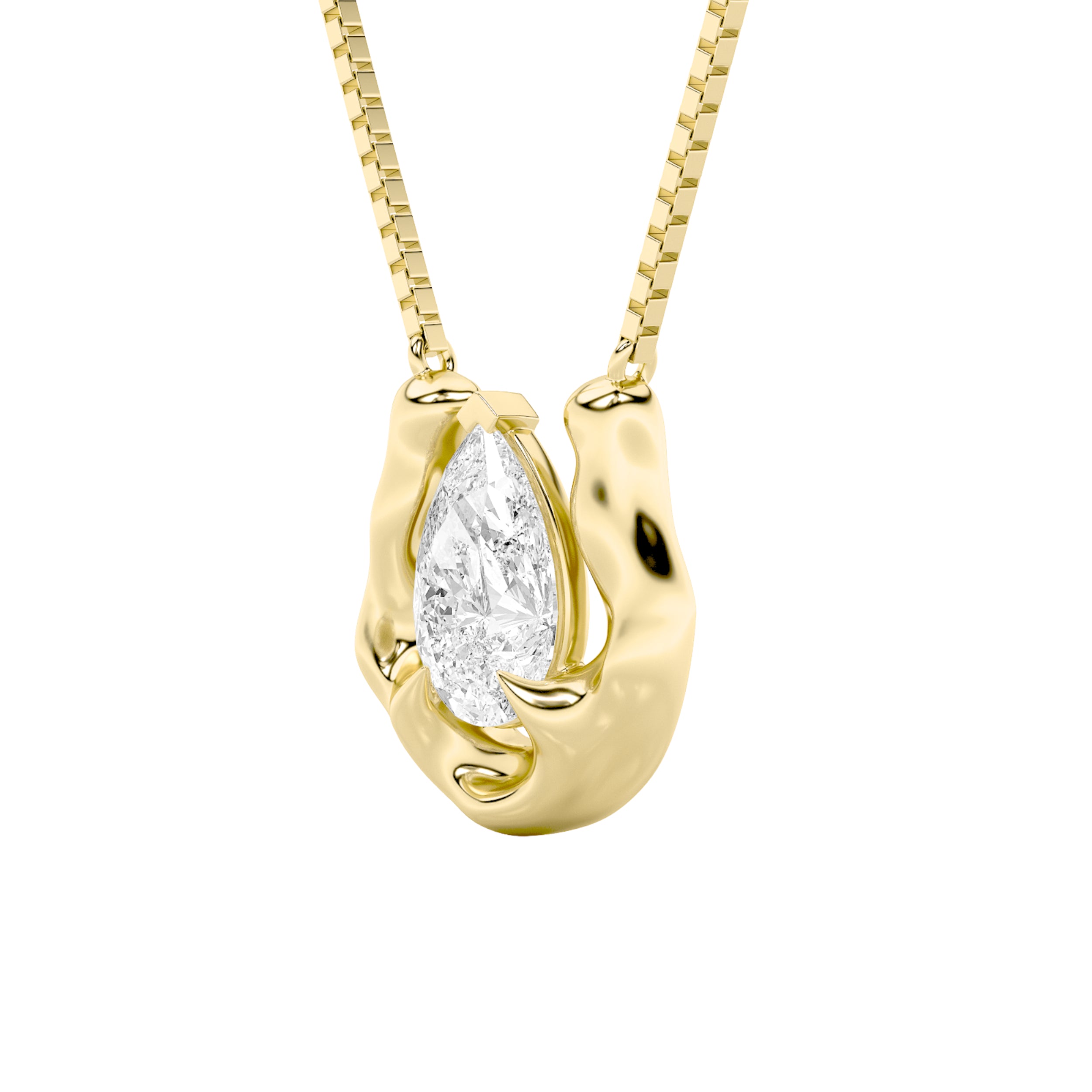 1CTW Pear Shaped Lab Grown Diamond (F/VS)  Necklace in 14K Gold