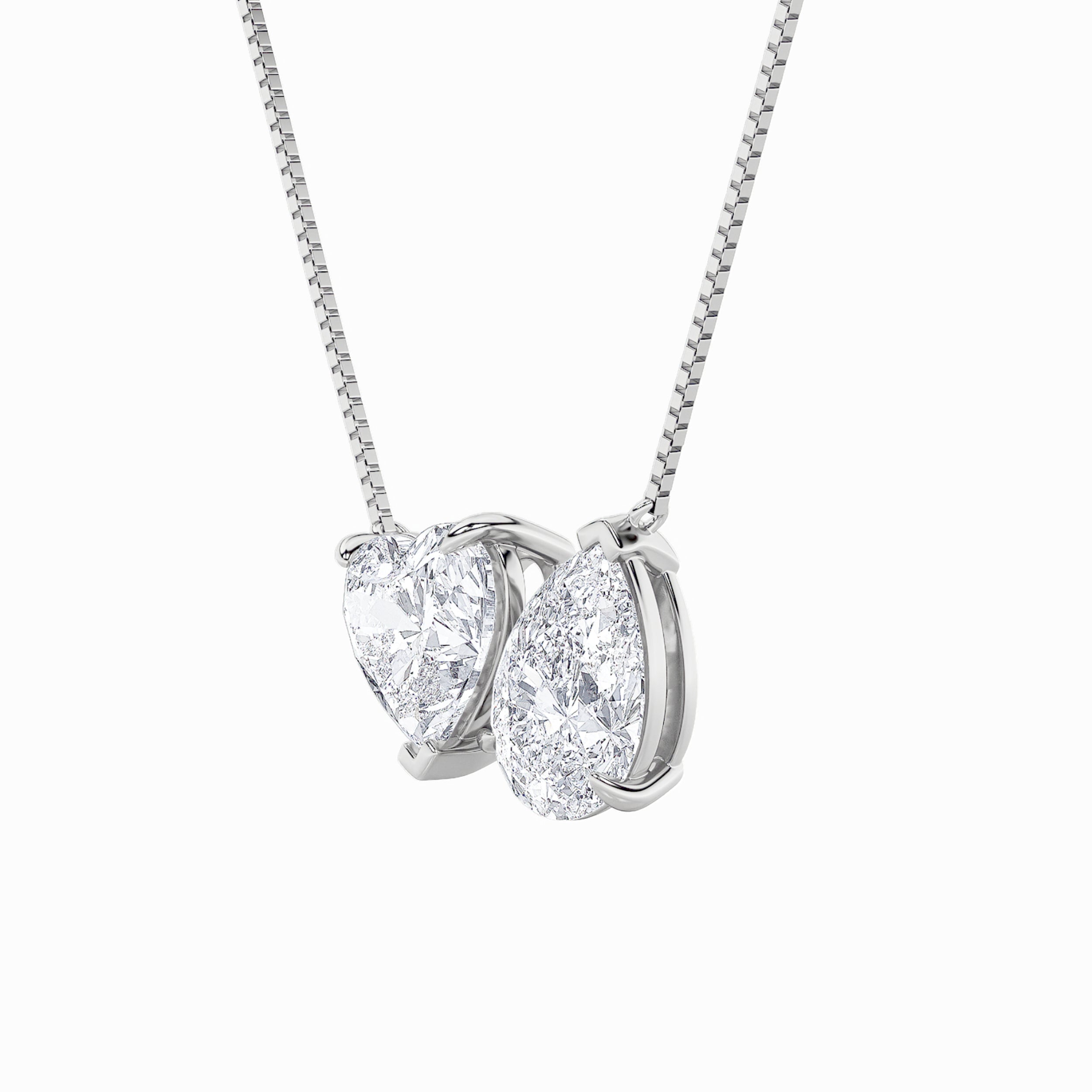2CTW Pear Shaped Lab Grown Diamond (F/VS) Heart Shaped Necklace in 14K Gold