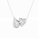 2CTW Pear Shaped Lab Grown Diamond (F/VS) Heart Shaped Necklace in 14K Gold