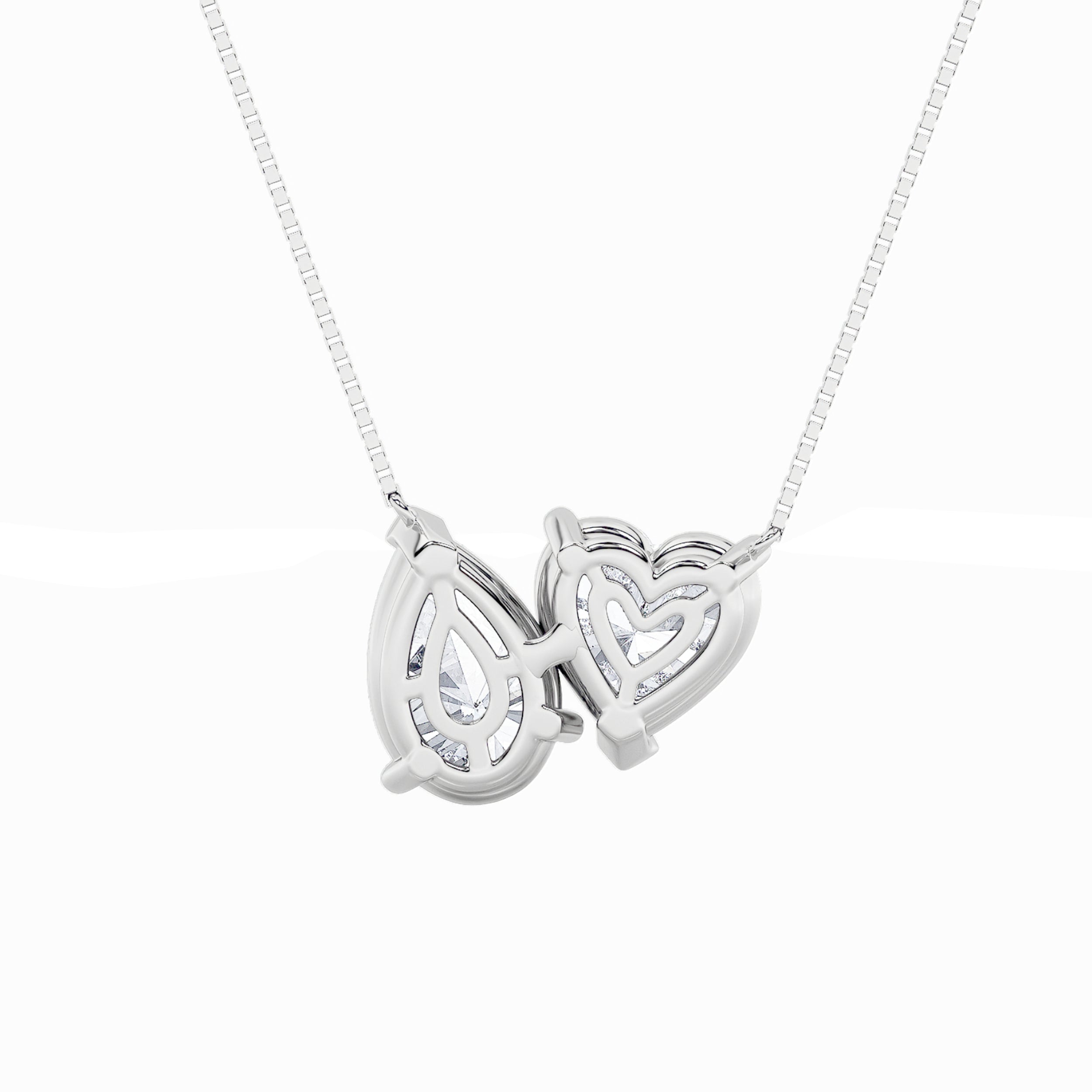 2CTW Pear Shaped Lab Grown Diamond (F/VS) Heart Shaped Necklace in 14K Gold