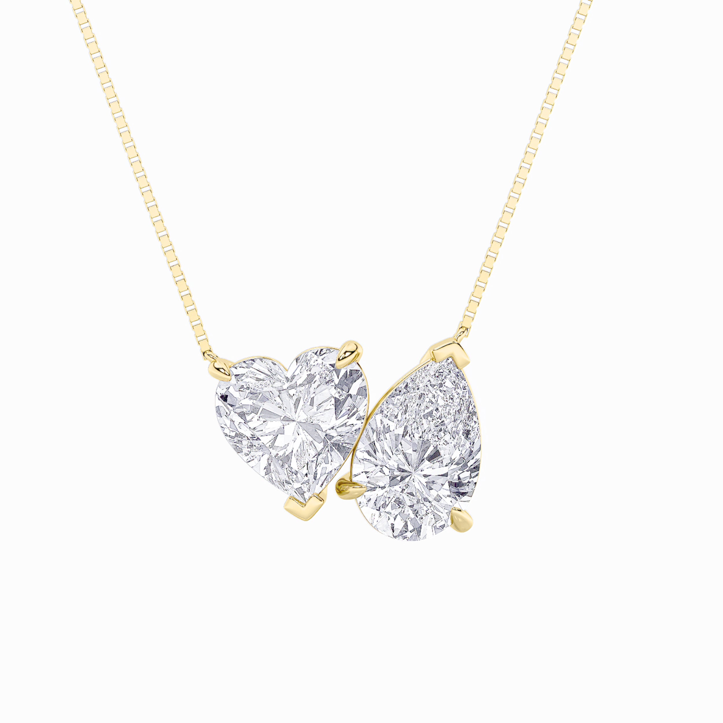 2CTW Pear Shaped Lab Grown Diamond (F/VS) Heart Shaped Necklace in 14K Gold