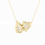 2CTW Pear Shaped Lab Grown Diamond (F/VS) Heart Shaped Necklace in 14K Gold
