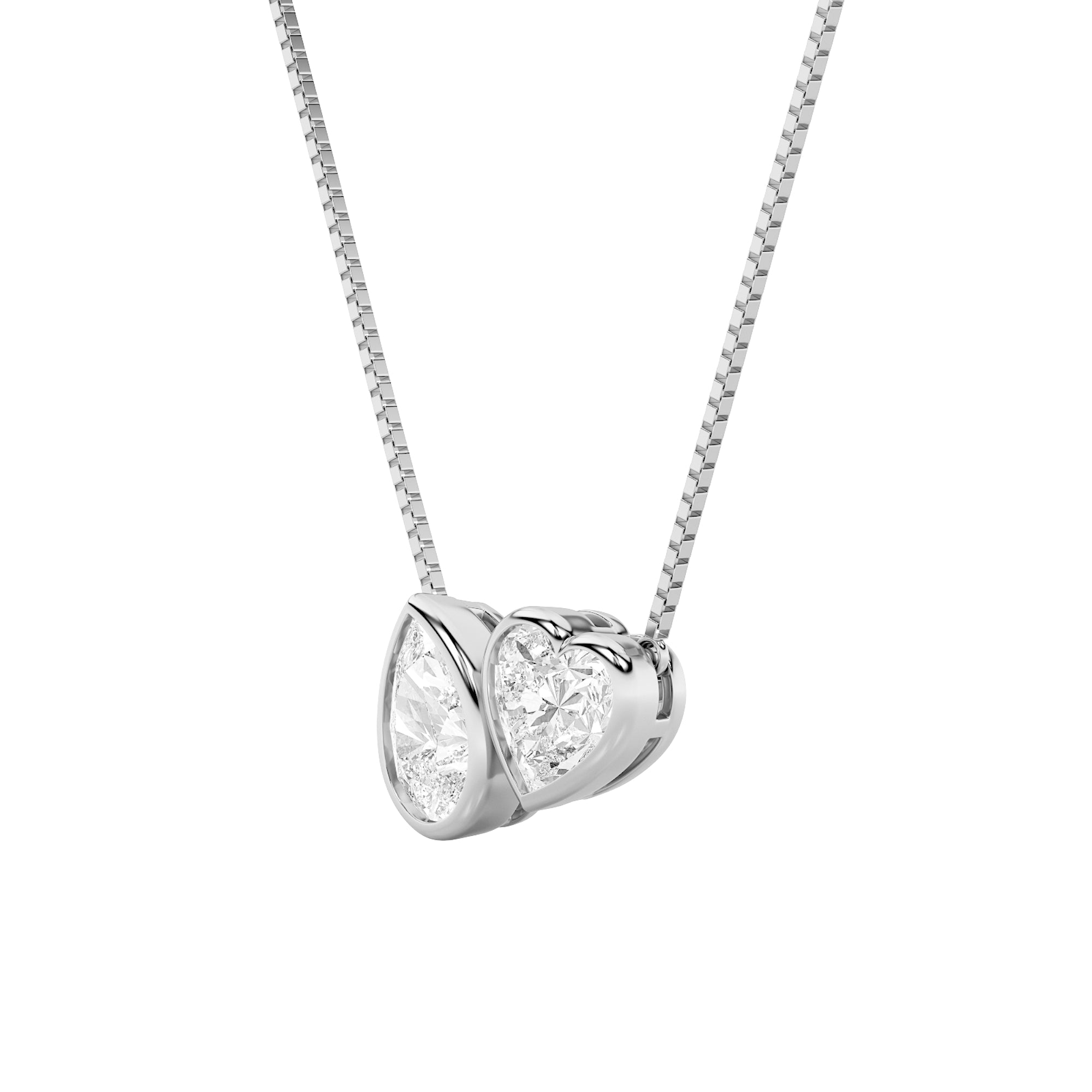 2CTW Pear Shaped Lab Grown Diamond (F/VS) Heart Shaped Necklace in 14K Gold