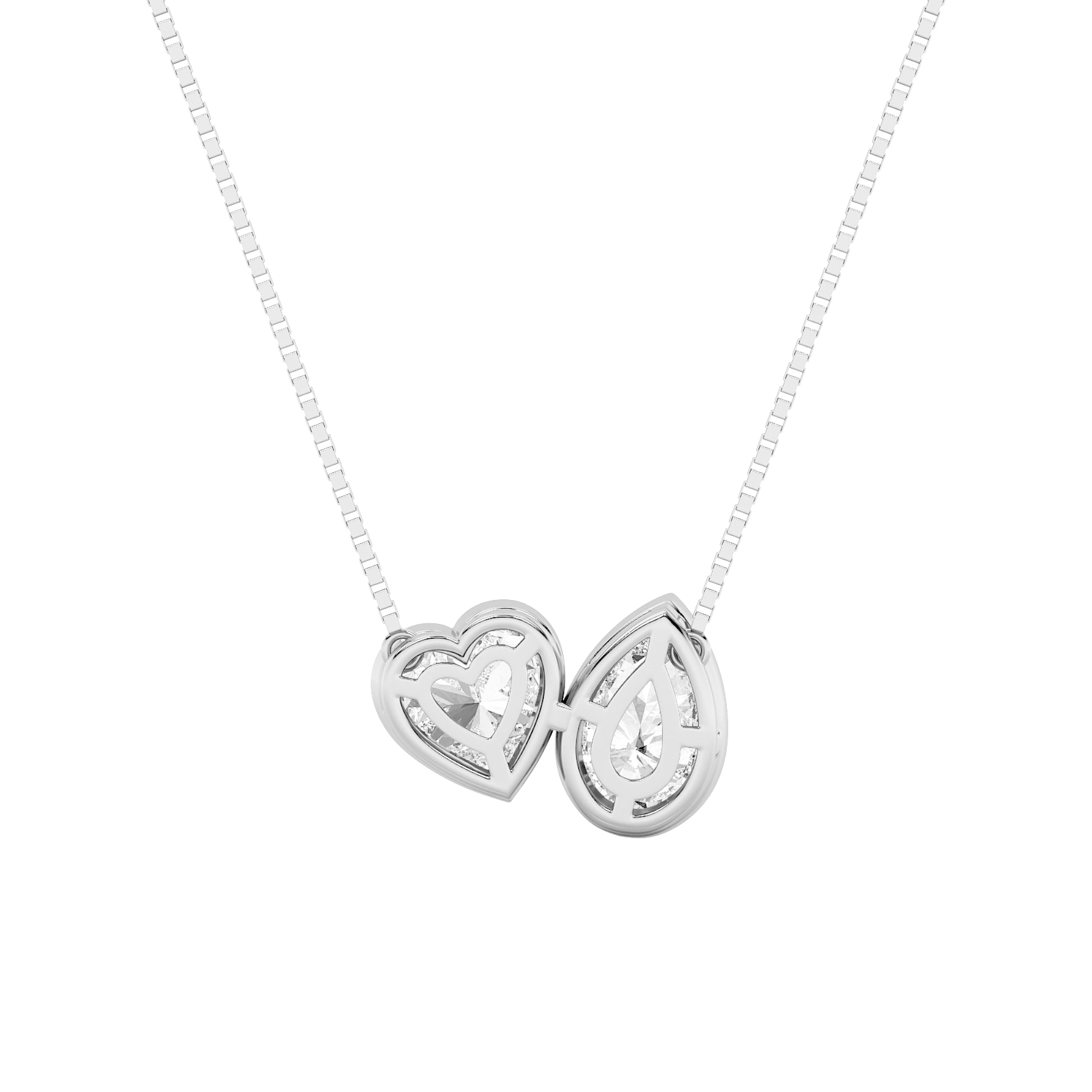 2CTW Pear Shaped Lab Grown Diamond (F/VS) Heart Shaped Necklace in 14K Gold