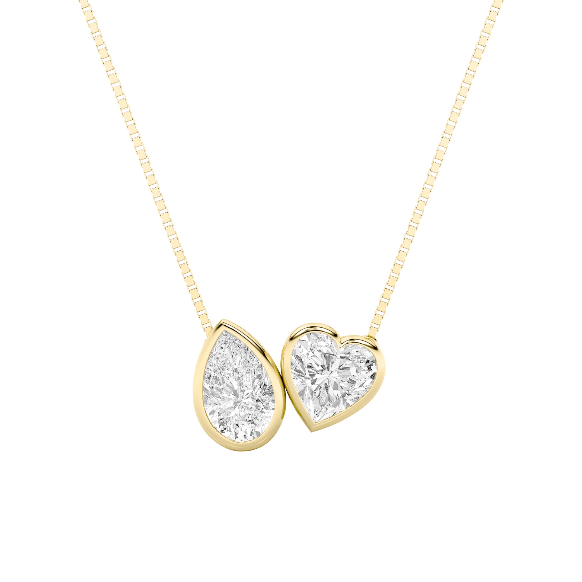 2CTW Pear Shaped Lab Grown Diamond (F/VS) Heart Shaped Necklace in 14K Gold