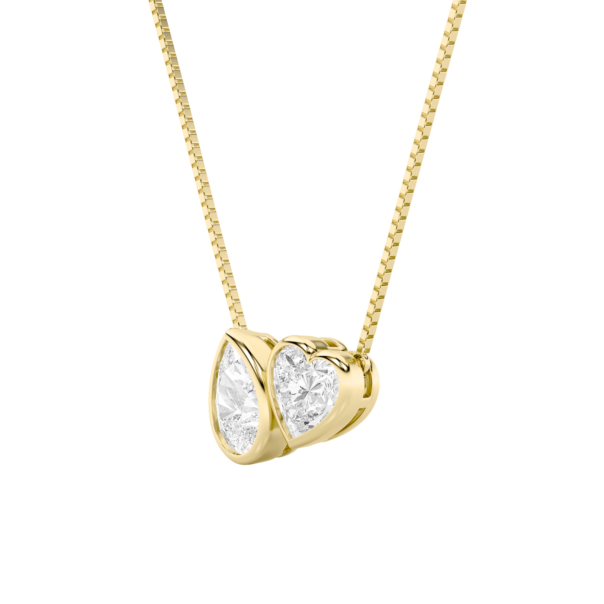2CTW Pear Shaped Lab Grown Diamond (F/VS) Heart Shaped Necklace in 14K Gold