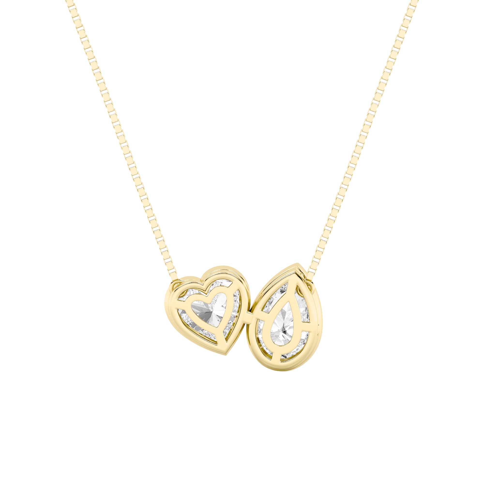 2CTW Pear Shaped Lab Grown Diamond (F/VS) Heart Shaped Necklace in 14K Gold