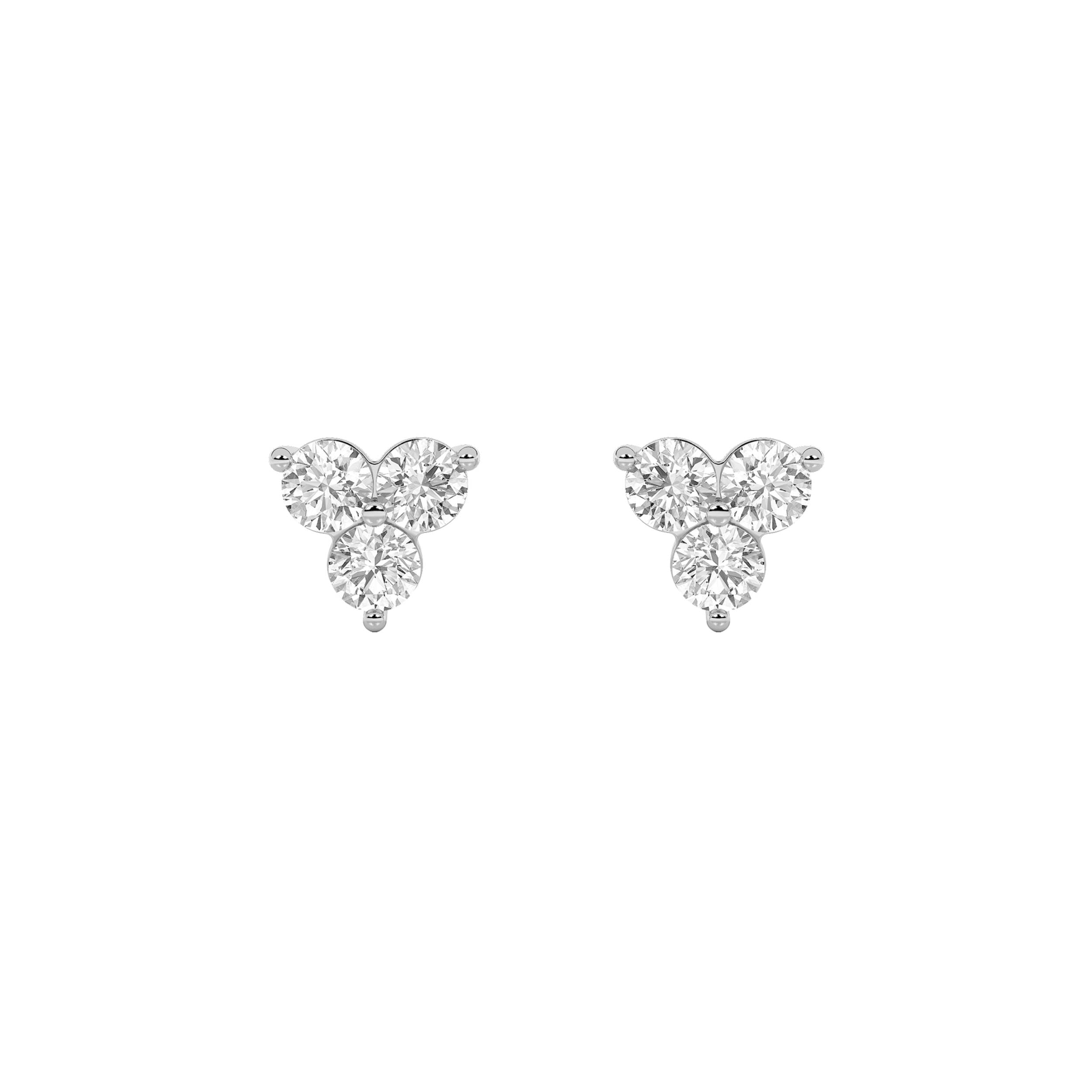 1.5CTW Round Shaped Lab Grown Diamond (F/VS) Three Stone Earrings in 14K Gold