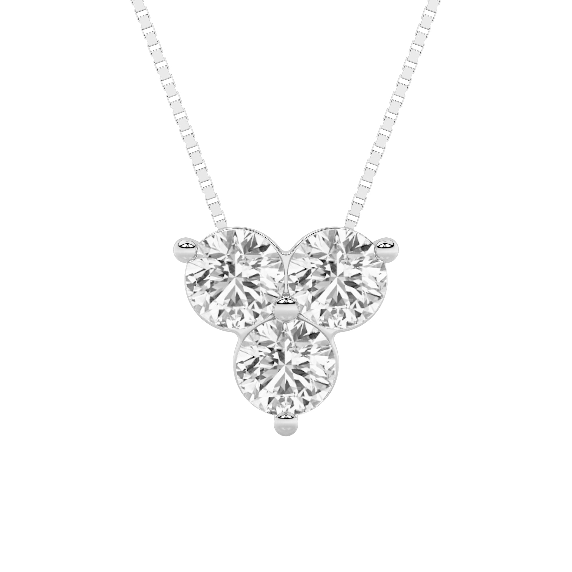 1CTW Round Shaped Lab Grown Diamond (F/VS) Three Stone Pendant in 14K Gold