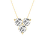 1CTW Round Shaped Lab Grown Diamond (F/VS) Three Stone Pendant in 14K Gold