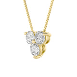 1CTW Round Shaped Lab Grown Diamond (F/VS) Three Stone Pendant in 14K Gold
