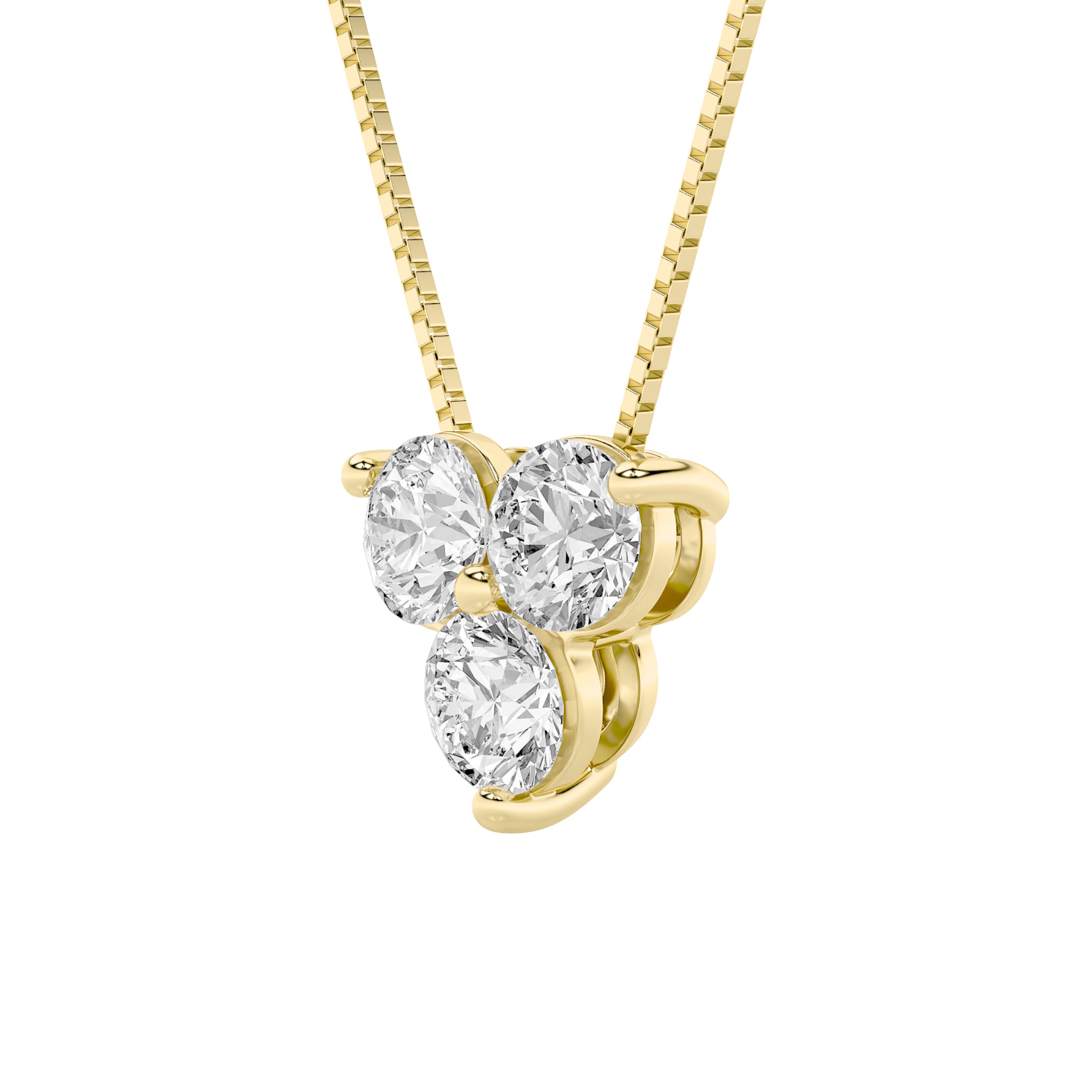 1CTW Round Shaped Lab Grown Diamond (F/VS) Three Stone Pendant in 14K Gold