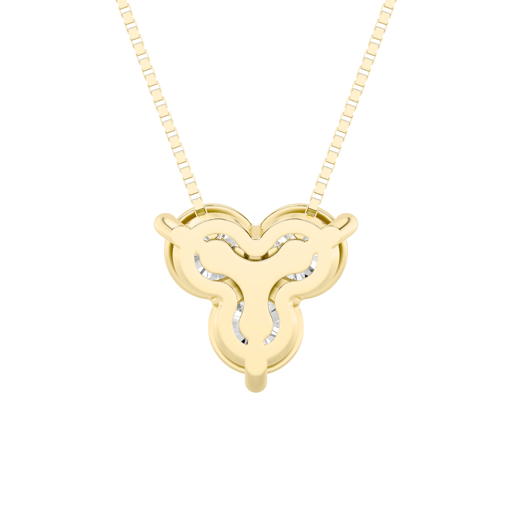 1CTW Round Shaped Lab Grown Diamond (F/VS) Three Stone Pendant in 14K Gold