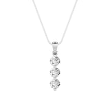 1CTW Round Shaped Lab Grown Diamond (F/VS) Three Stone Pendant in 14K Gold